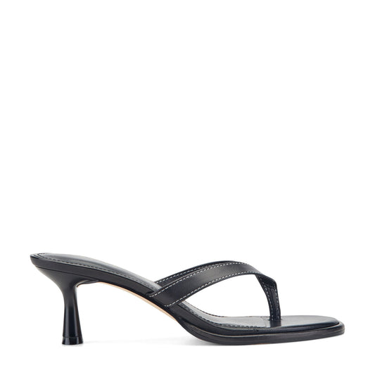 Marc Fisher Antonia Leather Thong Sandal - Black Leather