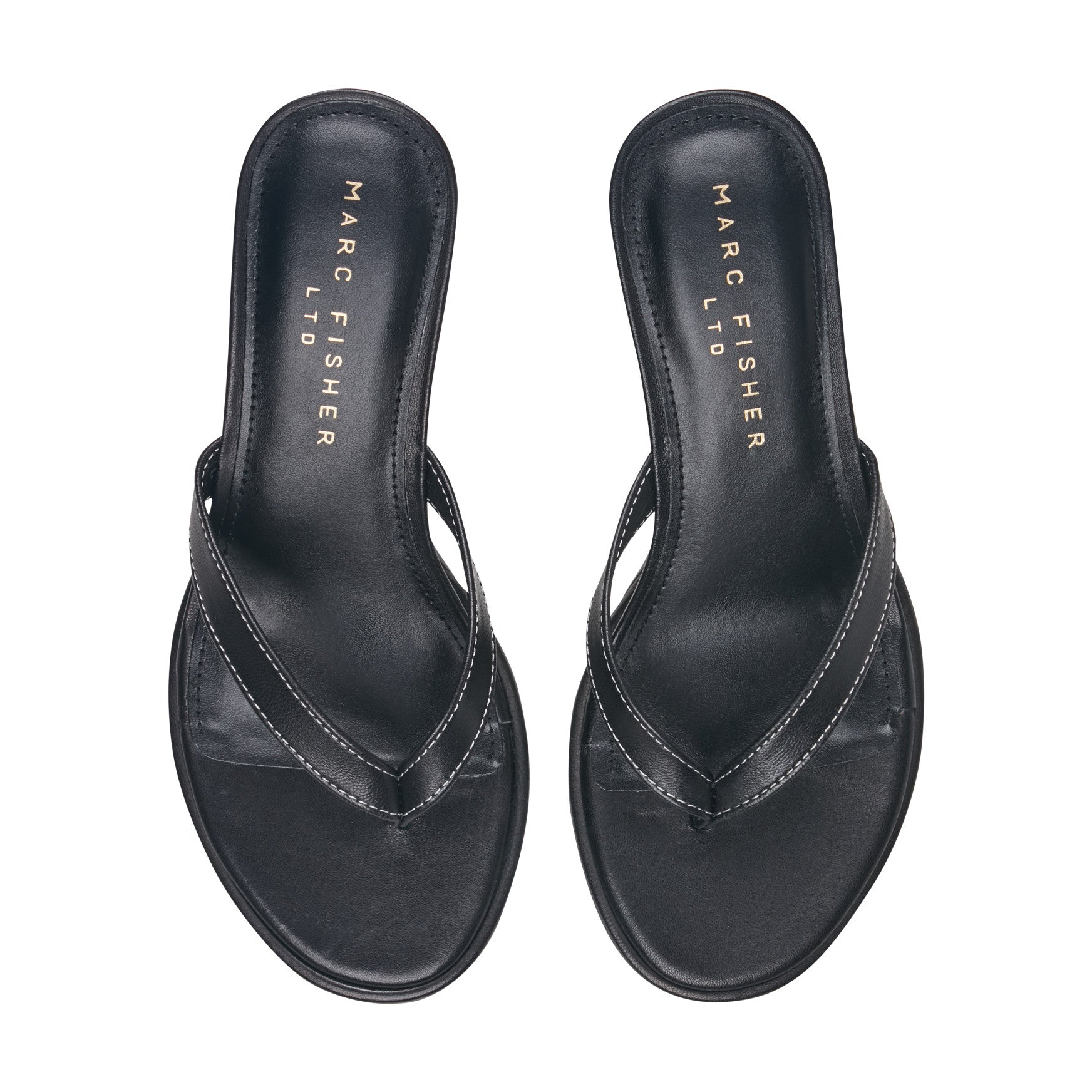 Marc Fisher Antonia Leather Thong Sandal - Black Leather