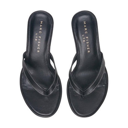 Marc Fisher Antonia Leather Thong Sandal - Black Leather