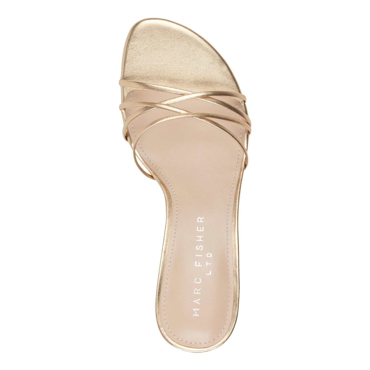 Marc Fisher Gineva Leather Ankle Wrap Sandal - Gold Leather