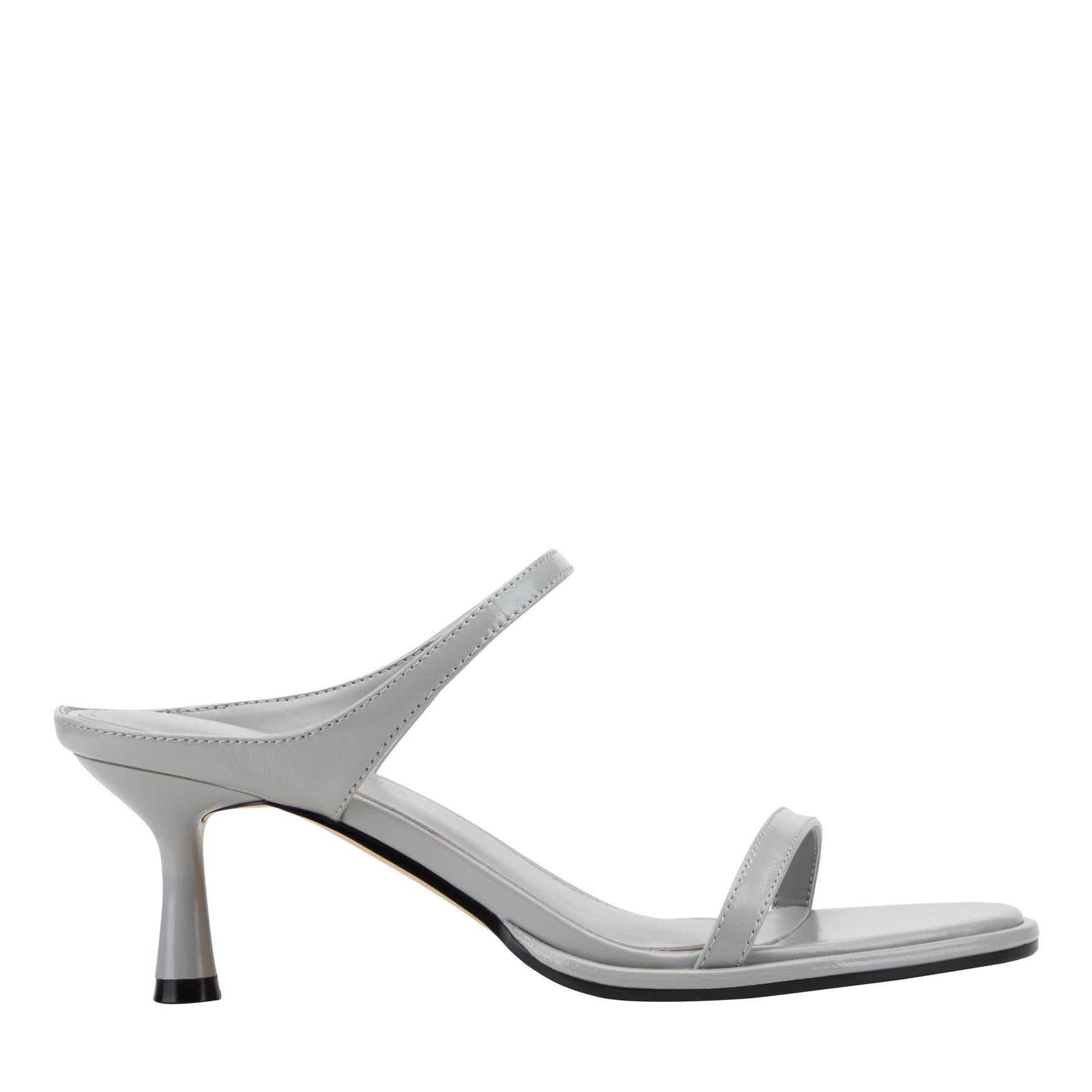 Marc Fisher Alonde Leather Heeled Slide Sandal - Light Grey Leather