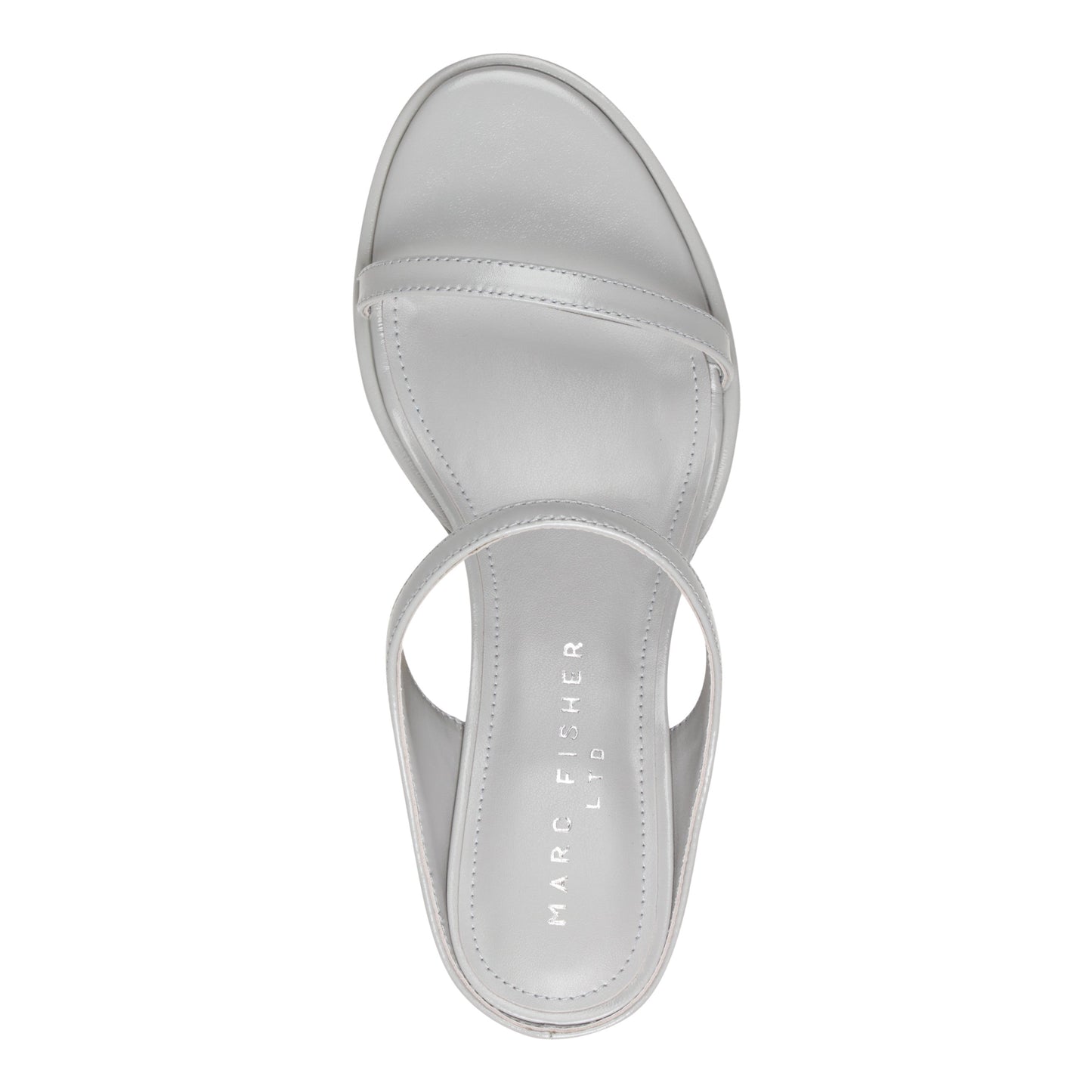 Marc Fisher Alonde Leather Heeled Slide Sandal - Light Grey Leather