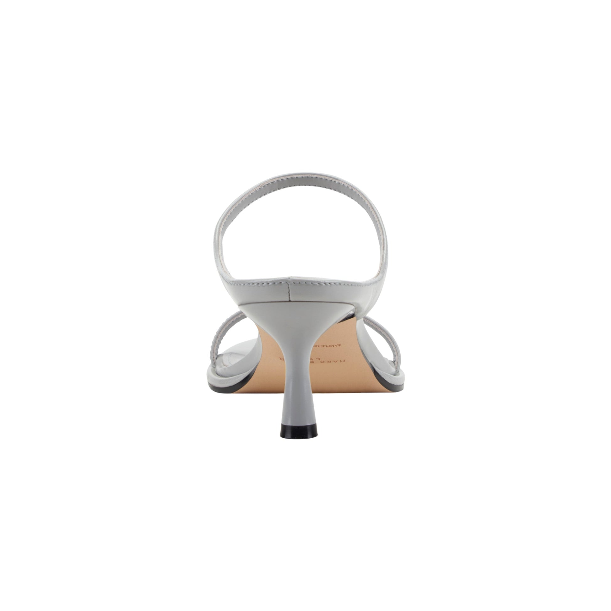 Marc Fisher Alonde Leather Heeled Slide Sandal - Light Grey Leather