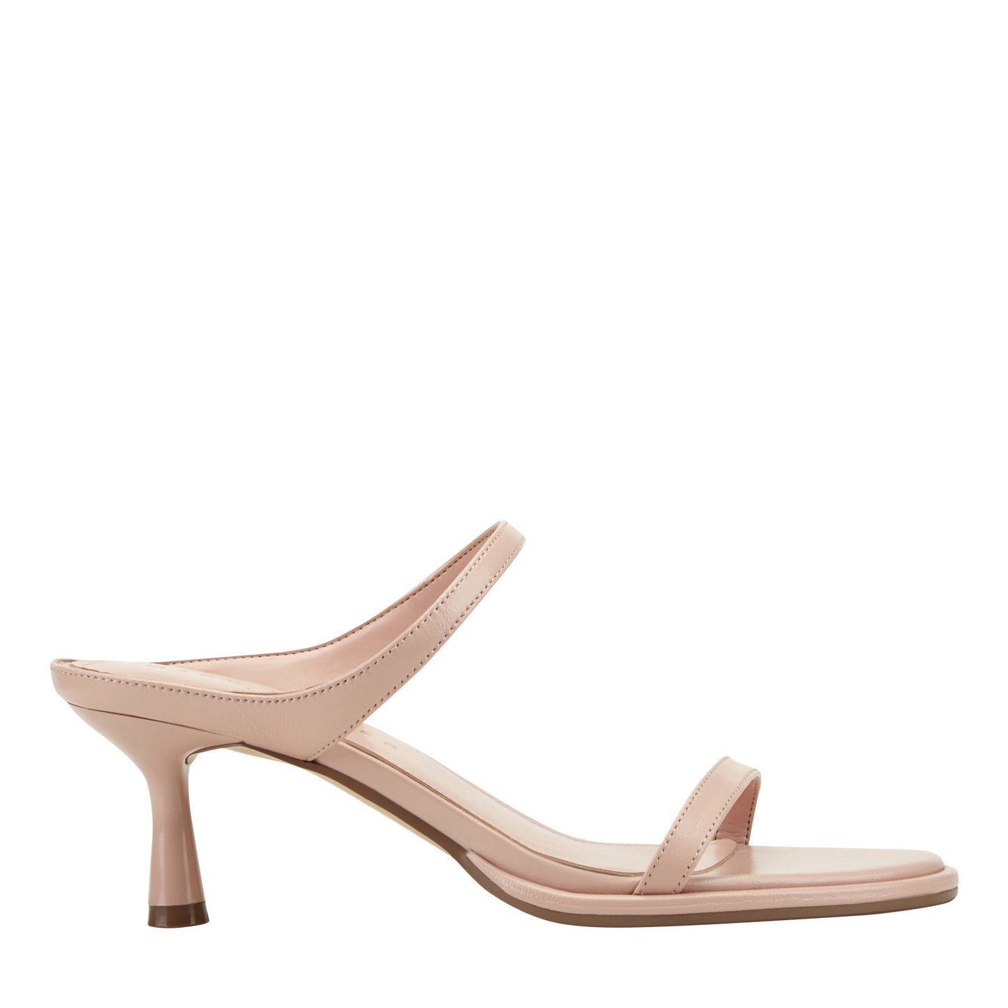 Marc Fisher Alonde Leather Heeled Slide Sandal - Light Natural Patent Leather