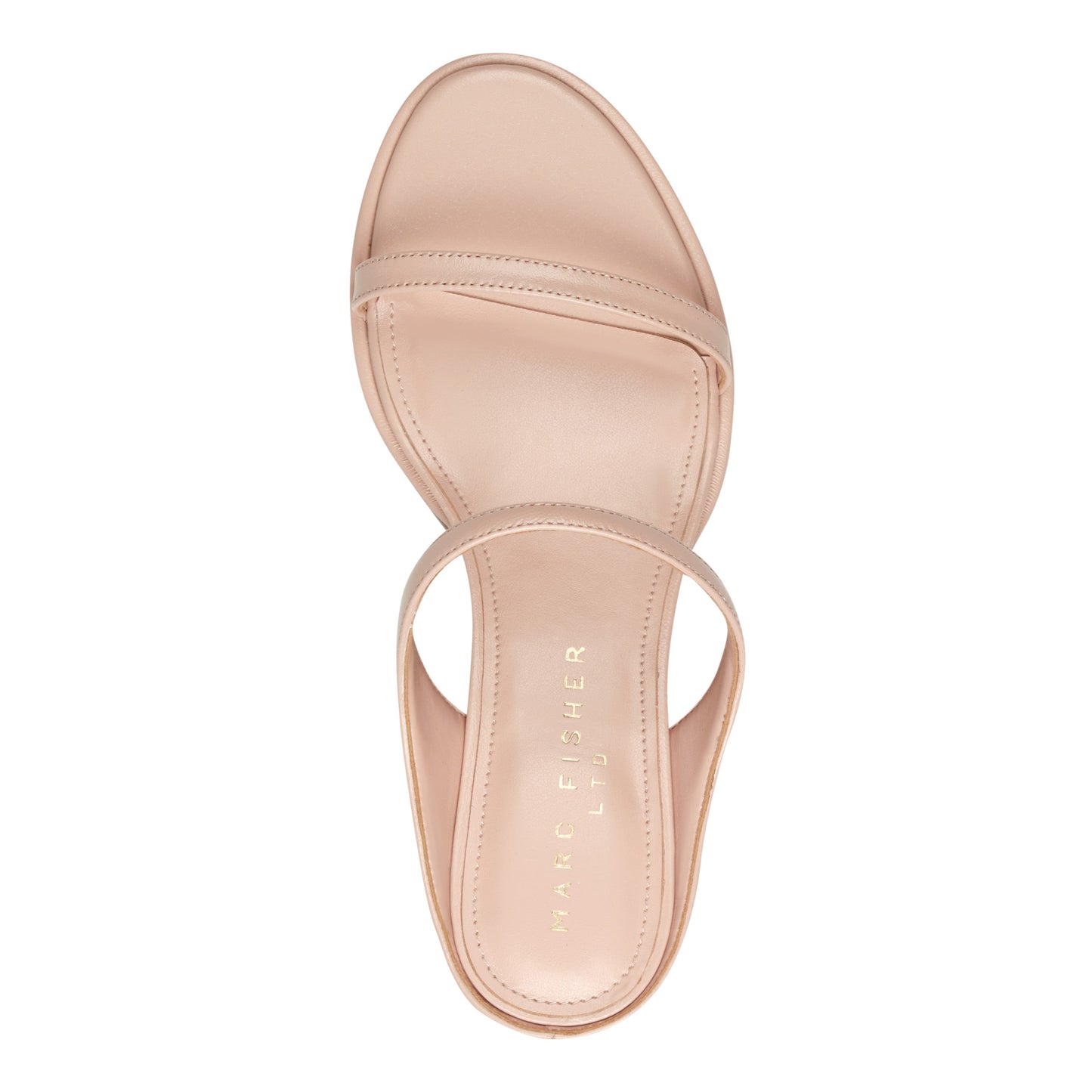 Marc Fisher Alonde Leather Heeled Slide Sandal - Light Natural Patent Leather