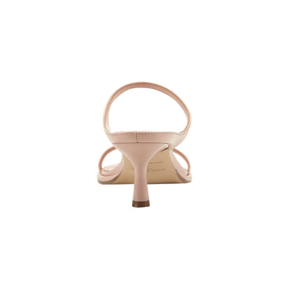 Marc Fisher Alonde Leather Heeled Slide Sandal - Light Natural Patent Leather
