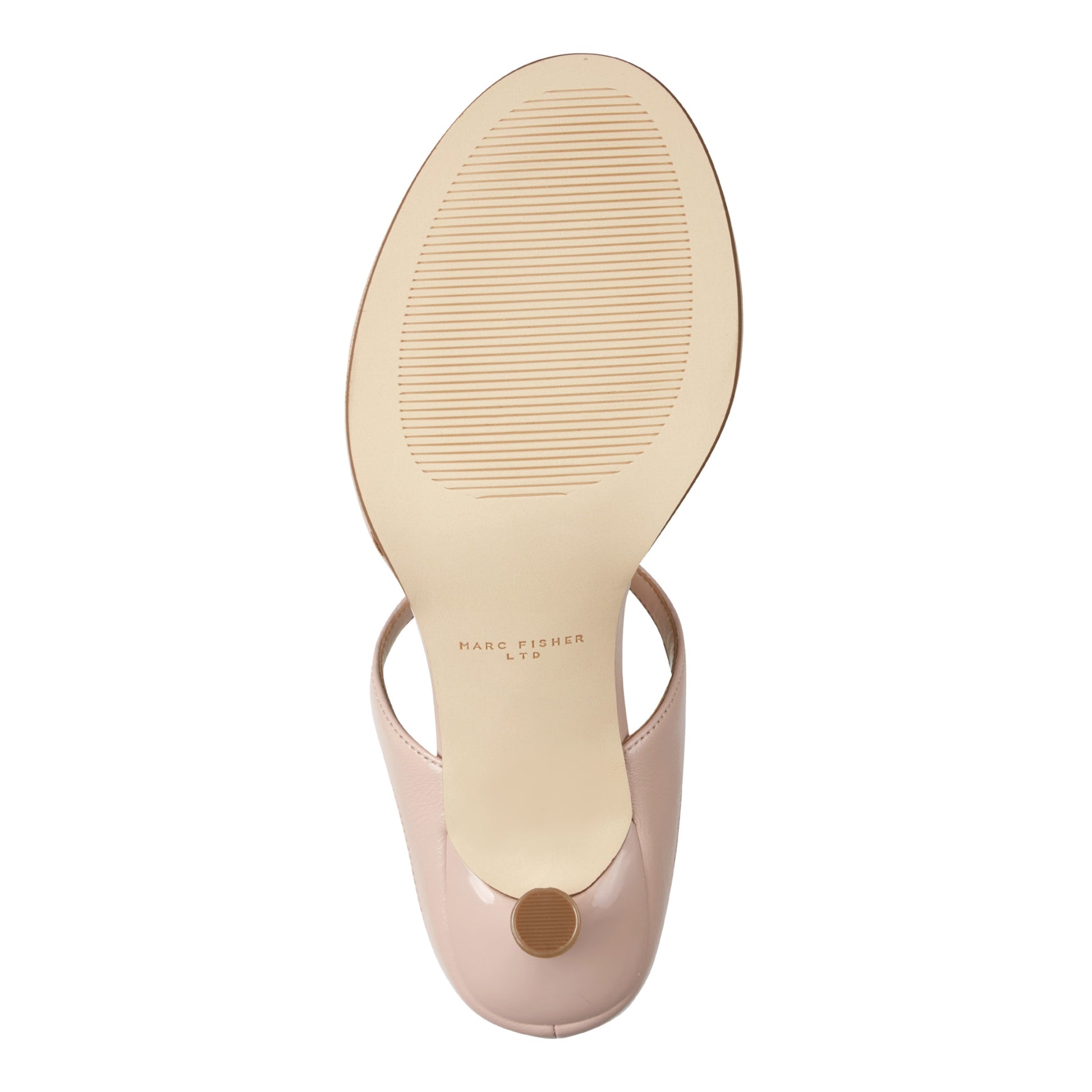 Marc Fisher Alonde Leather Heeled Slide Sandal - Light Natural Patent Leather