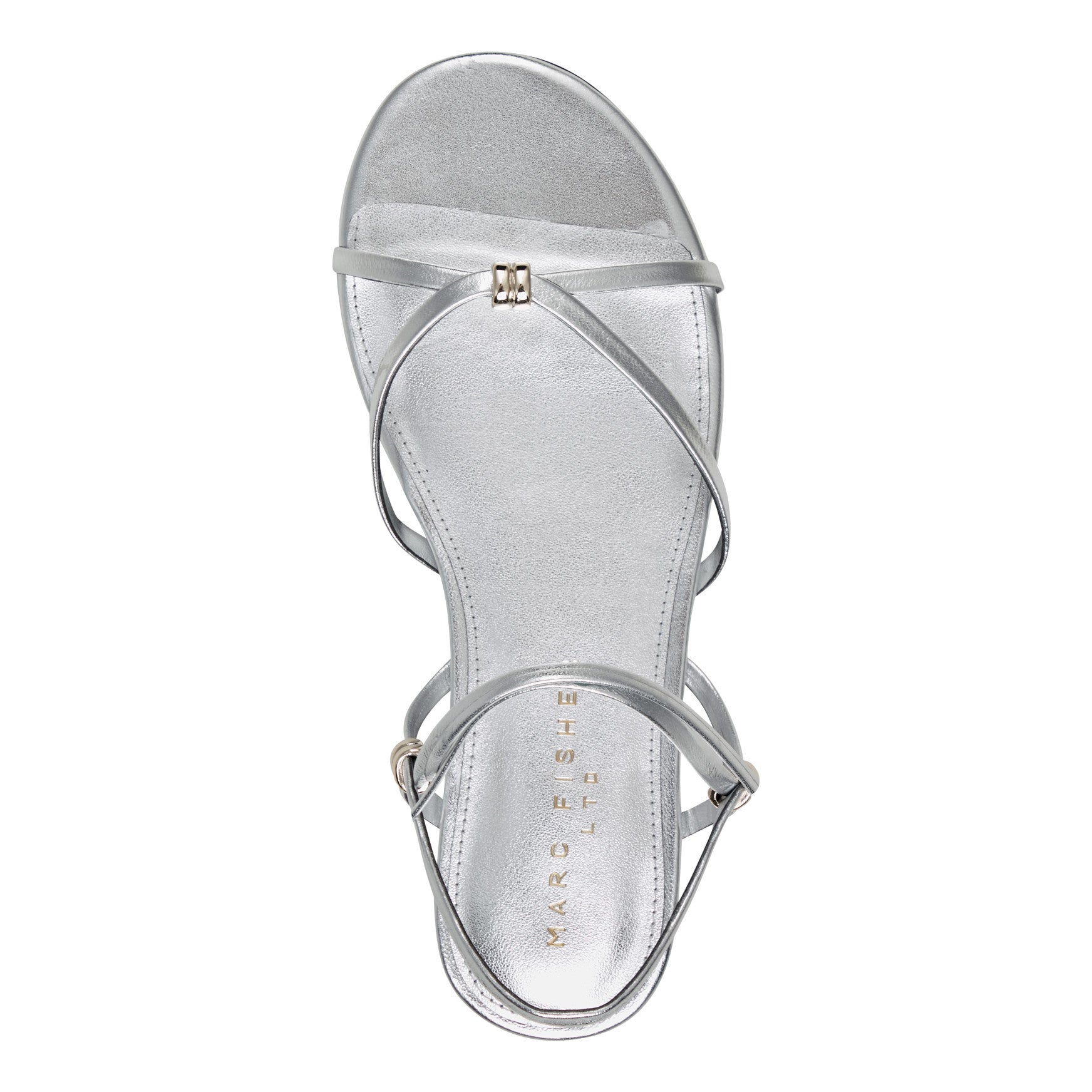Marc Fisher Este Ankle Wrap Leather Sandal - Silver Leather