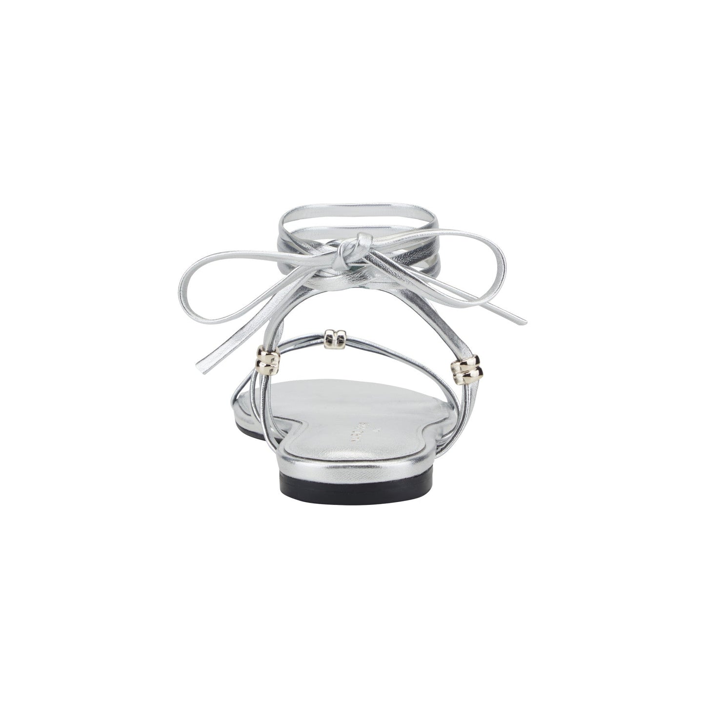 Marc Fisher Este Ankle Wrap Leather Sandal - Silver Leather