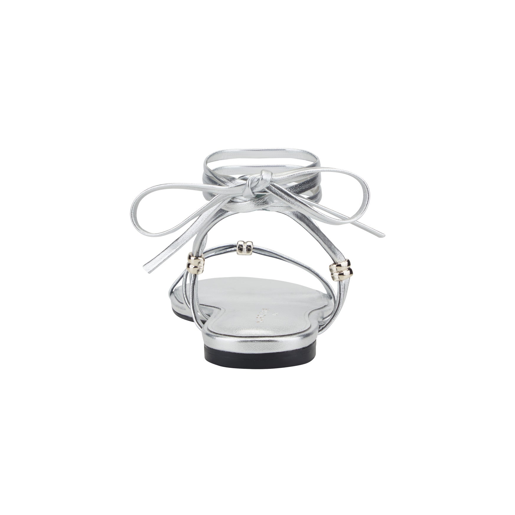 Marc Fisher Este Ankle Wrap Leather Sandal - Silver Leather