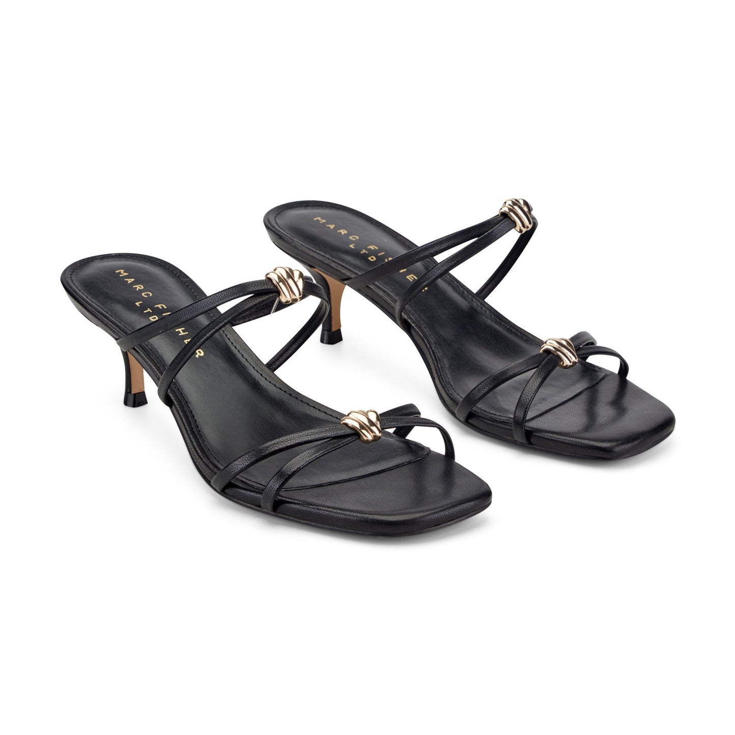 Marc Fisher Baizel Leather Mule Sandal - Black Leather