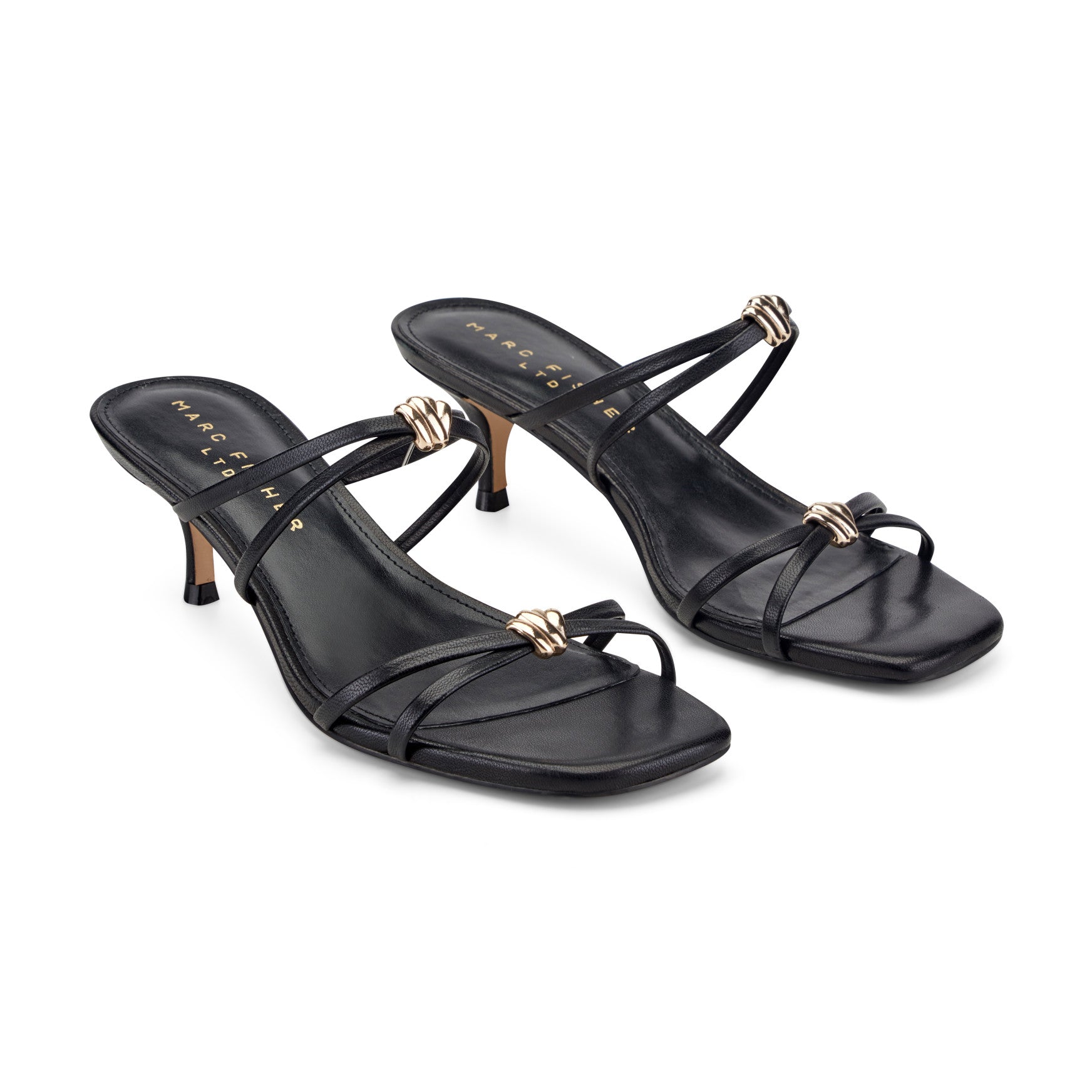 Marc Fisher Baizel Leather Mule Sandal - Black Leather