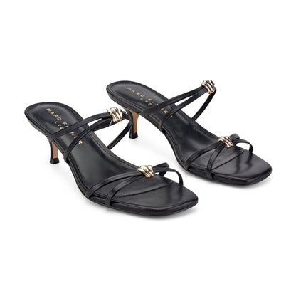 Marc Fisher Baizel Leather Mule Sandal - Black Leather