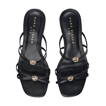 Marc Fisher Baizel Leather Mule Sandal - Black Leather
