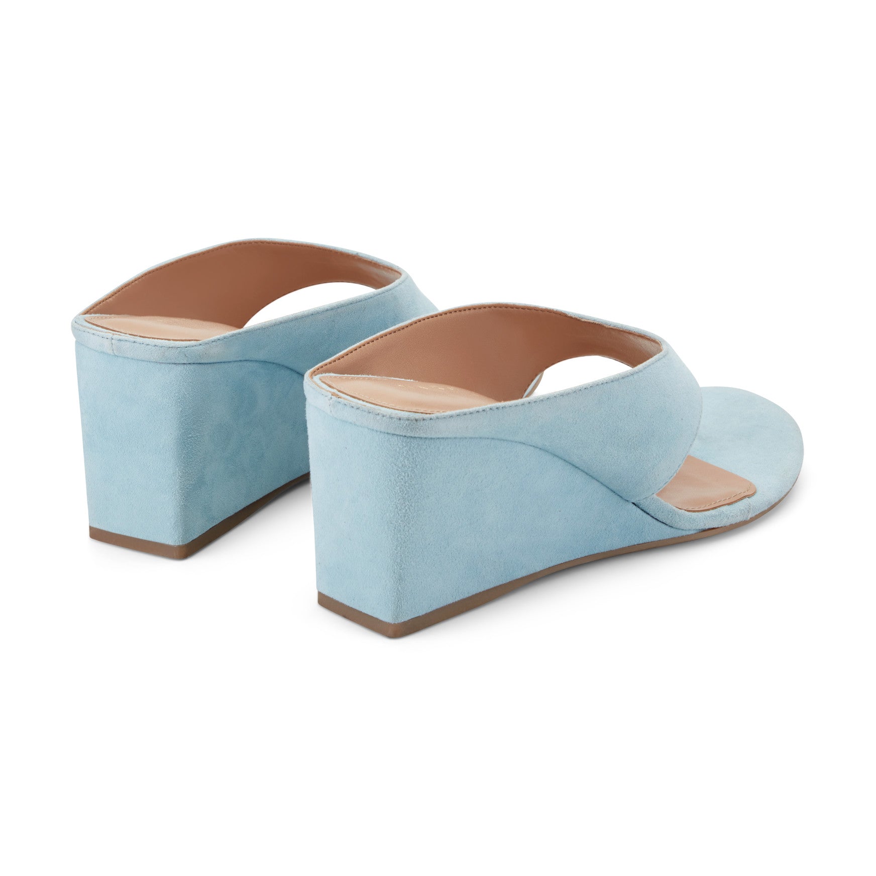 Marc Fisher Udena Wedge Thong Sandal - Light Blue Suede
