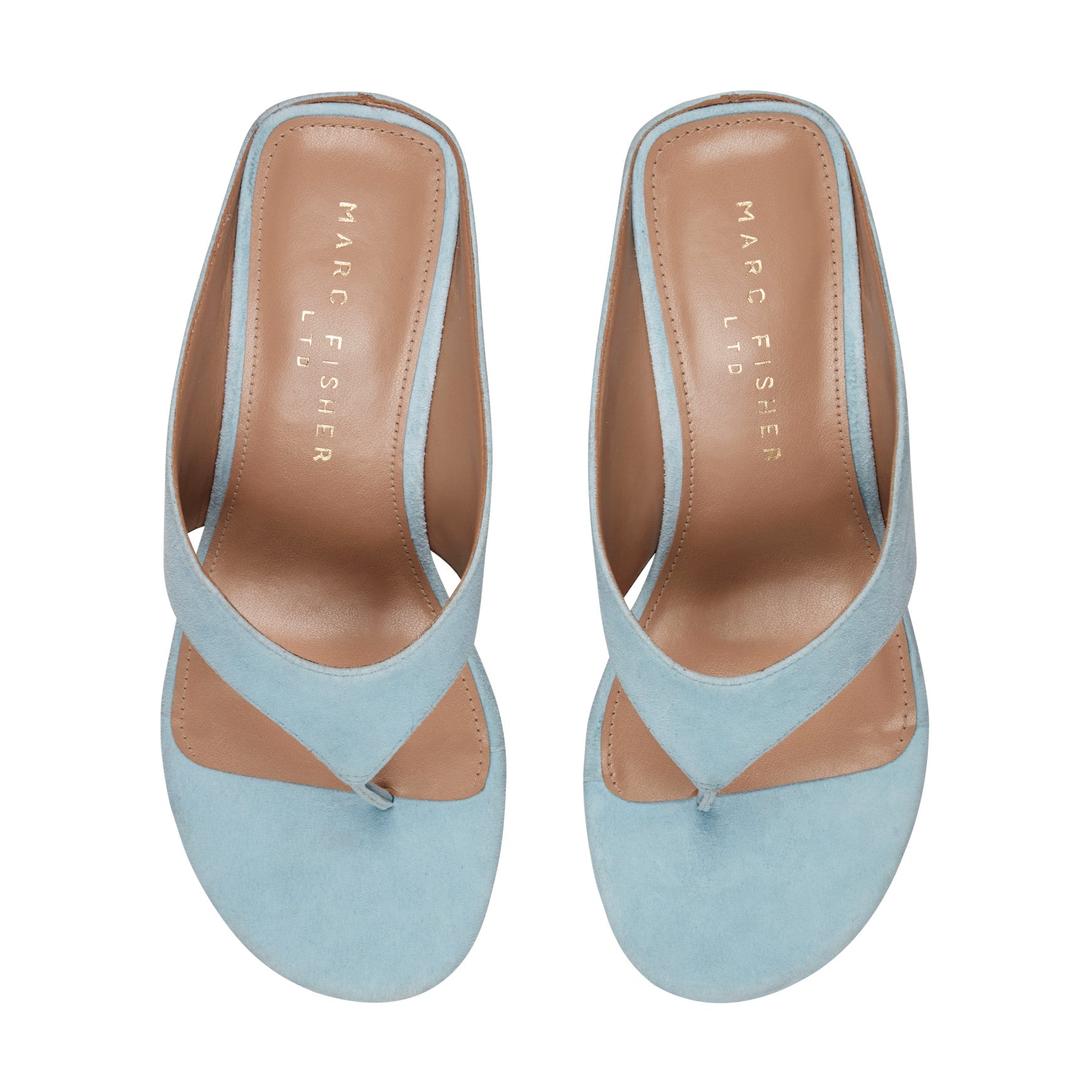 Marc Fisher Udena Wedge Thong Sandal - Light Blue Suede