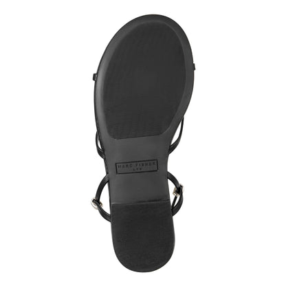 Marc Fisher Este Ankle Wrap Leather Sandal - Black Leather