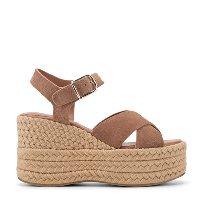 Marc Fisher Pasion Espadrille Wedge Sandal - Brown Suede