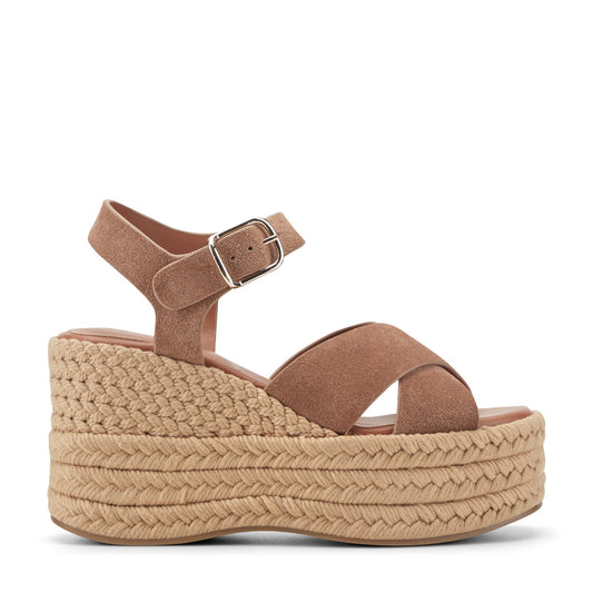 Marc Fisher Pasion Espadrille Wedge Sandal - Brown Suede