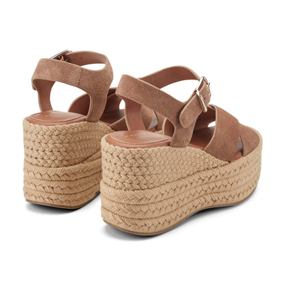 Marc Fisher Pasion Espadrille Wedge Sandal - Brown Suede