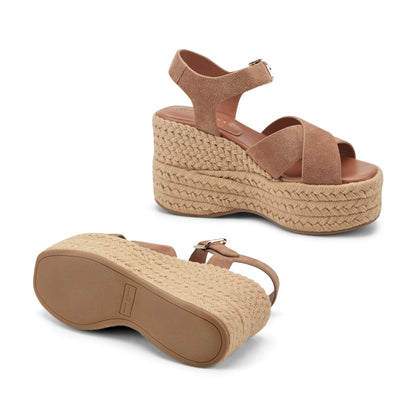Marc Fisher Pasion Espadrille Wedge Sandal - Brown Suede