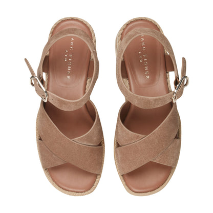Marc Fisher Pasion Espadrille Wedge Sandal - Brown Suede
