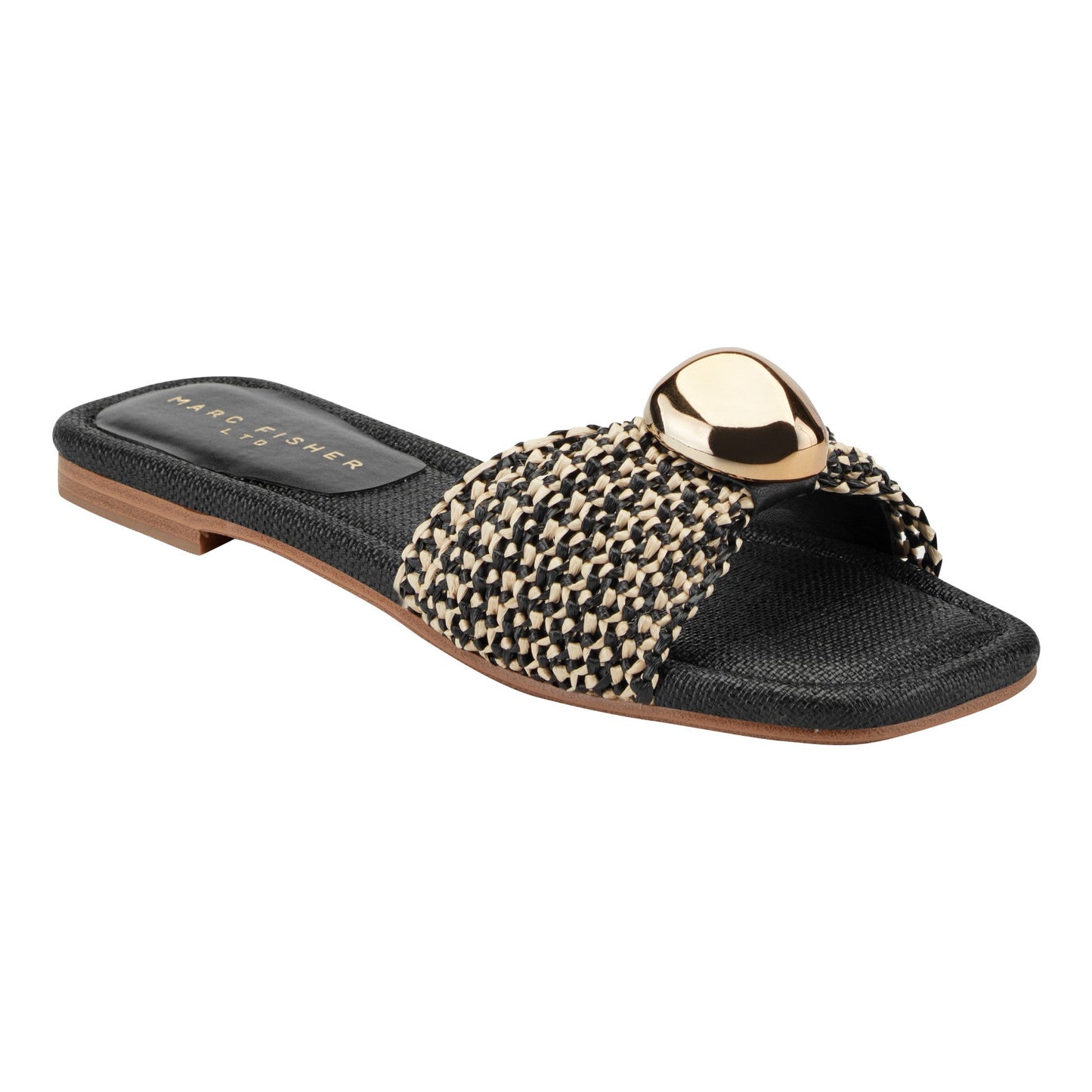 Marc Fisher Nalena Flat Slide Sandal - Black Multi