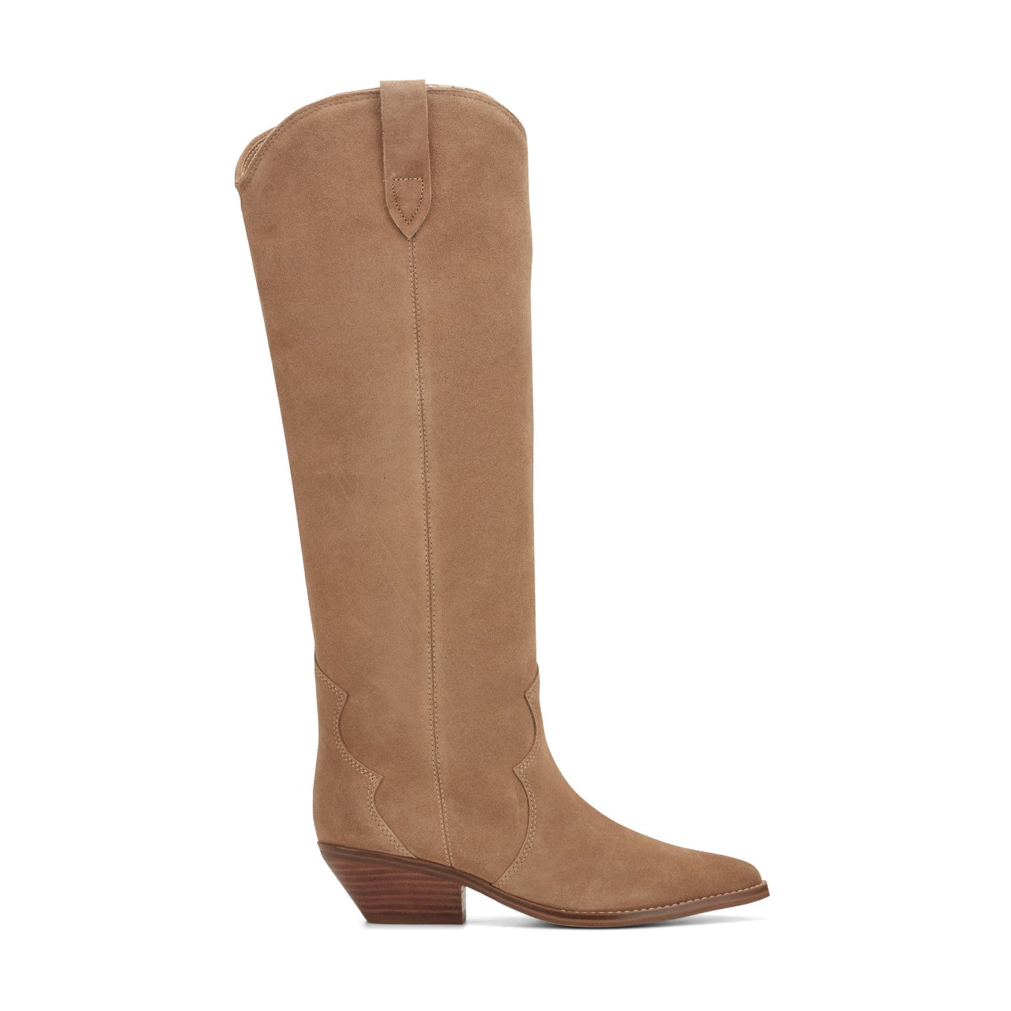 Marc Fisher Ander Leather Western Boot - Medium Natural Suede