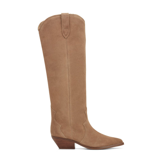 Marc Fisher Ander Leather Western Boot - Medium Natural Suede