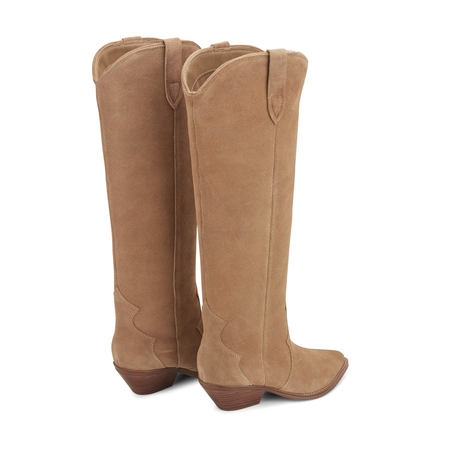 Marc Fisher Ander Leather Western Boot - Medium Natural Suede