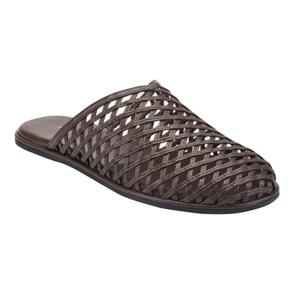 Marc Fisher Lynzi Woven Leather Mule - Dark Brown Leather