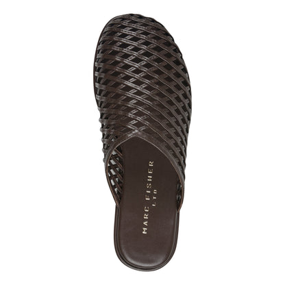 Marc Fisher Lynzi Woven Leather Mule - Dark Brown Leather
