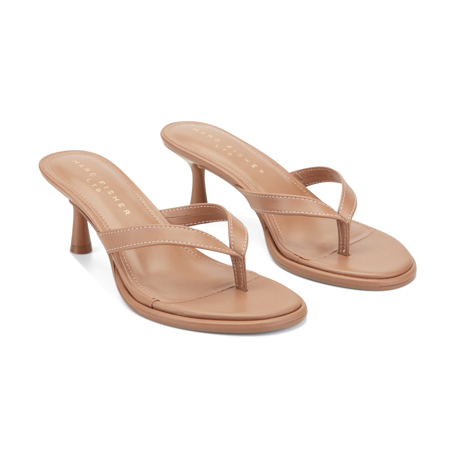 Marc Fisher Antonia Leather Thong Sandal - Natural Leather