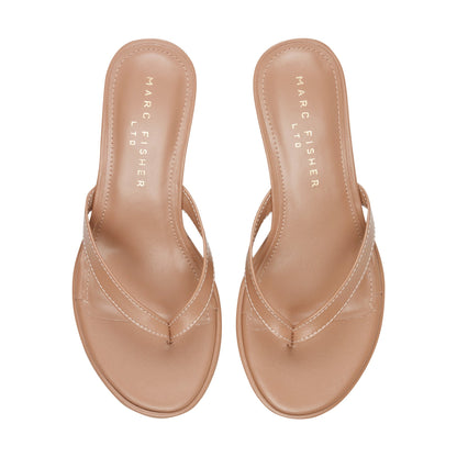 Marc Fisher Antonia Leather Thong Sandal - Natural Leather