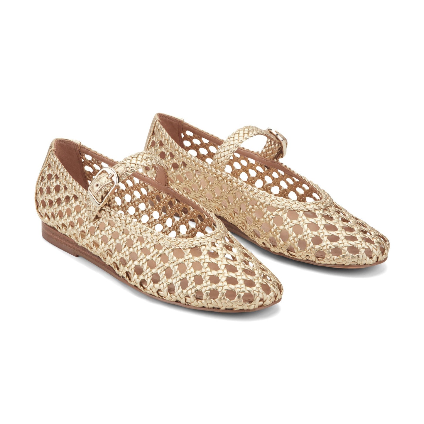 Marc Fisher Evonna Woven Leather Mary Jane Ballet Flat - Gold Leather
