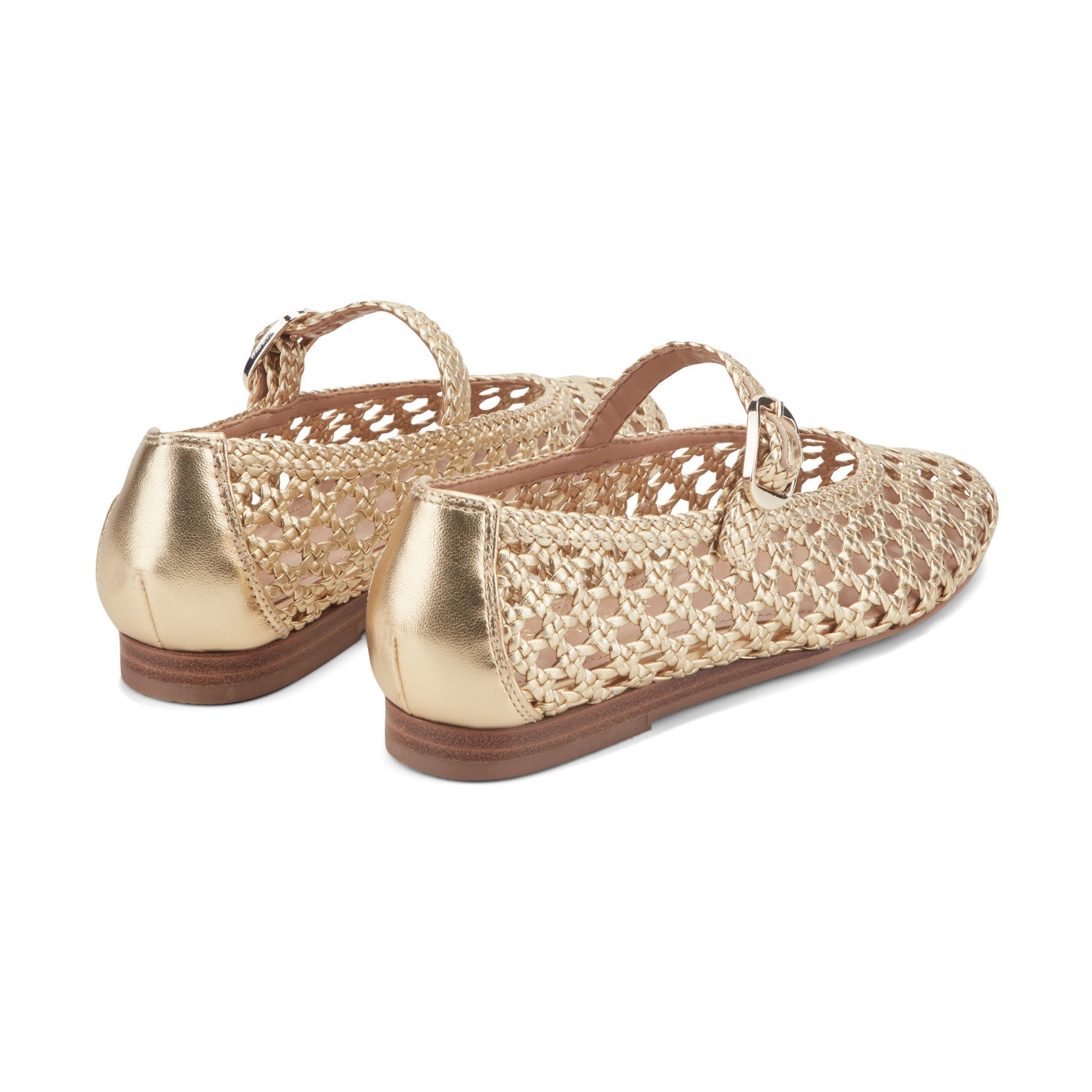 Marc Fisher Evonna Woven Leather Mary Jane Ballet Flat - Gold Leather