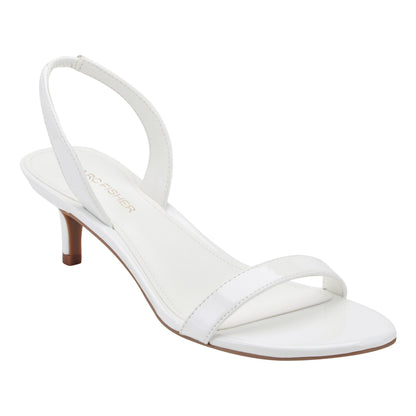 Marc Fisher Salla Slingback Kitten Heel Sandal - White Patent