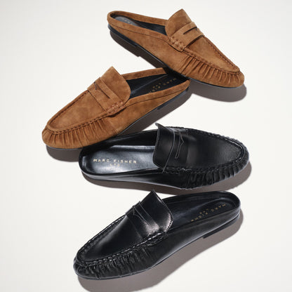 Marc Fisher Jaynie Leather Mule Loafer - Black Leather