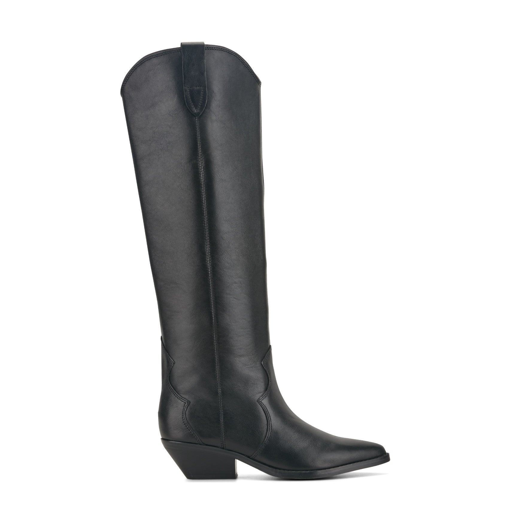 Marc Fisher Ander Leather Western Boot - Black Leather