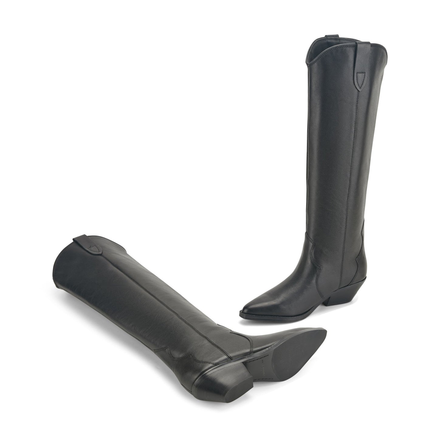 Marc Fisher Ander Leather Western Boot - Black Leather