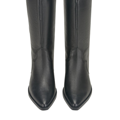 Marc Fisher Ander Leather Western Boot - Black Leather