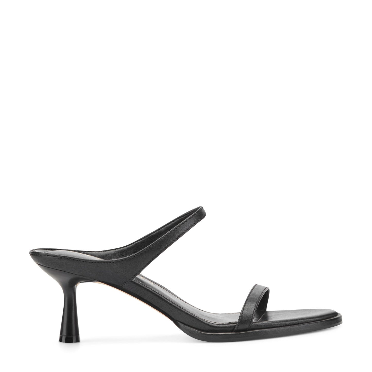 Marc Fisher Alonde Leather Heeled Slide Sandal - Black Leather