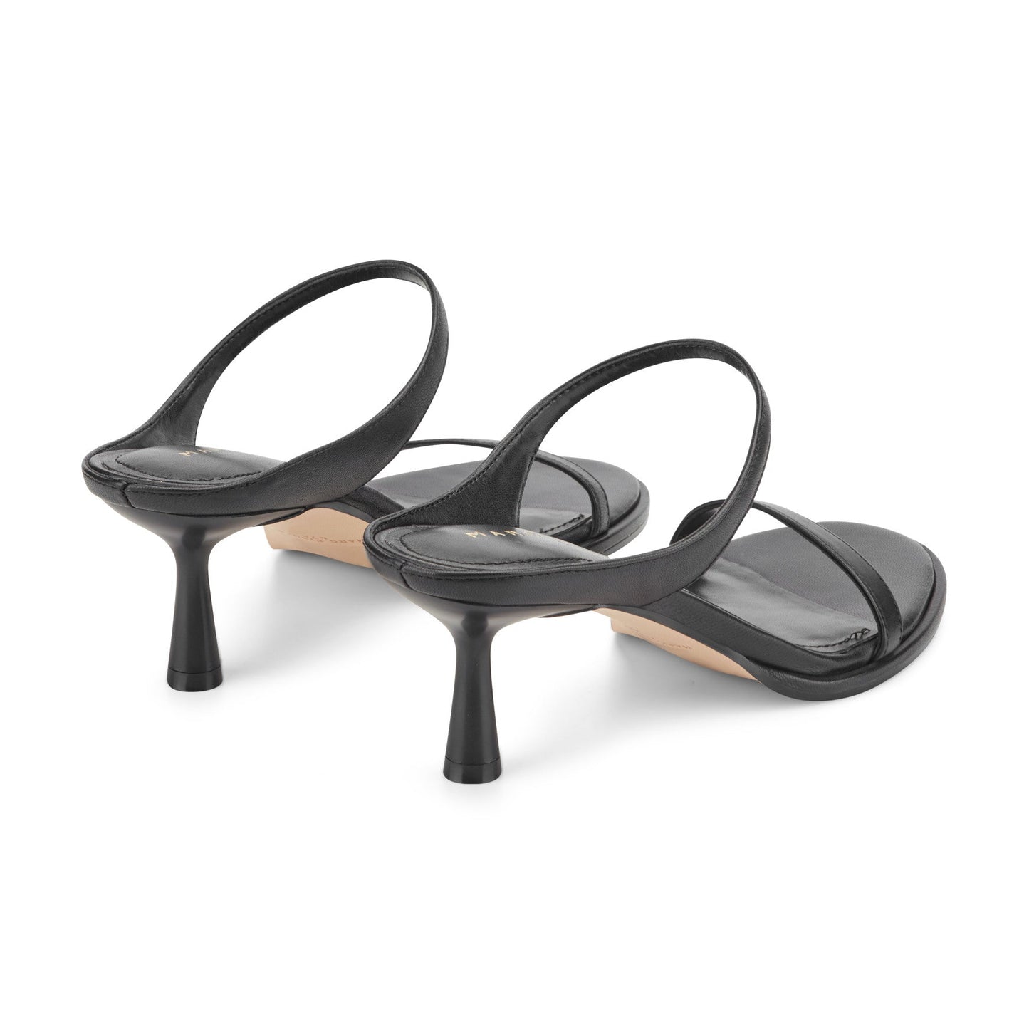 Marc Fisher Alonde Leather Heeled Slide Sandal - Black Leather