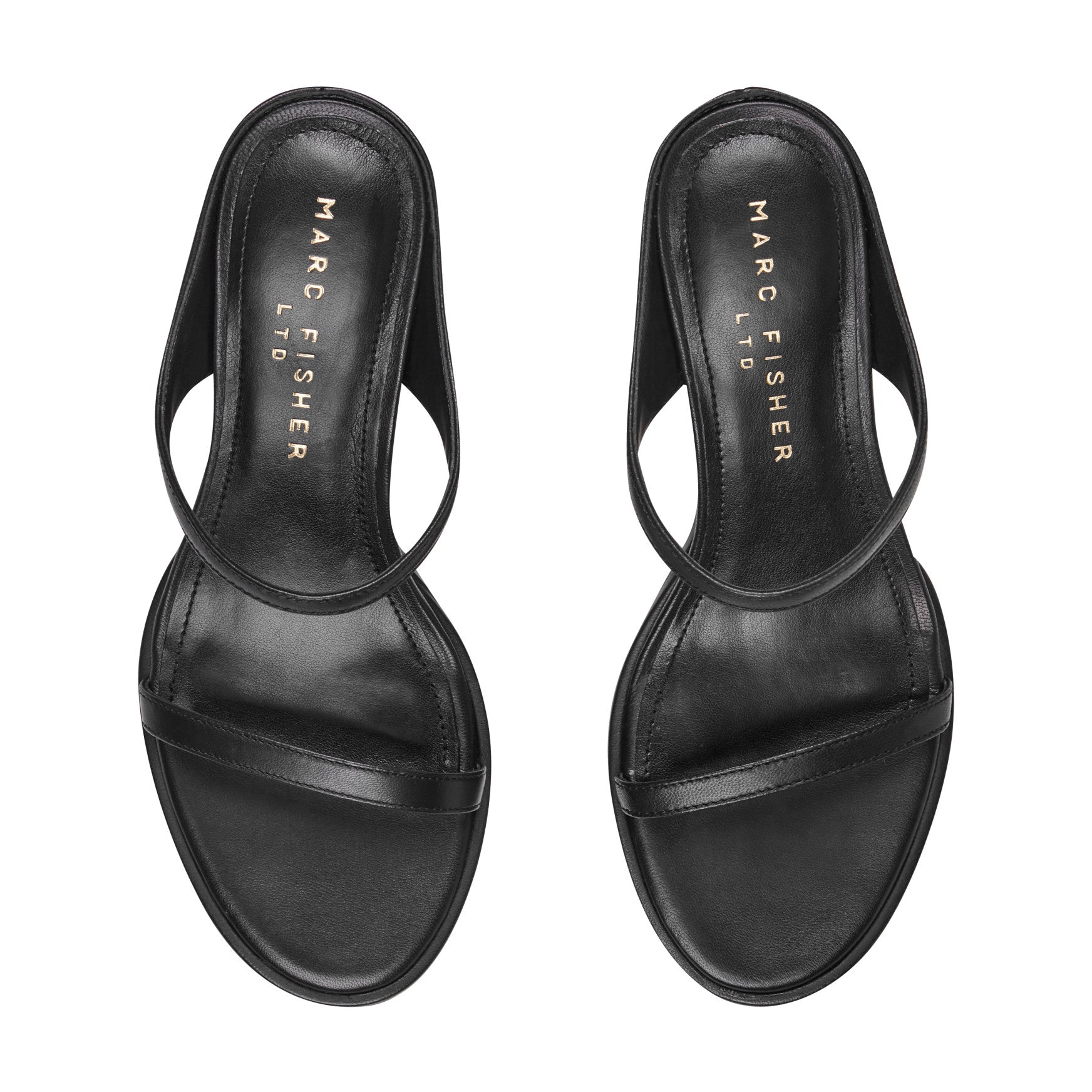 Marc Fisher Alonde Leather Heeled Slide Sandal - Black Leather