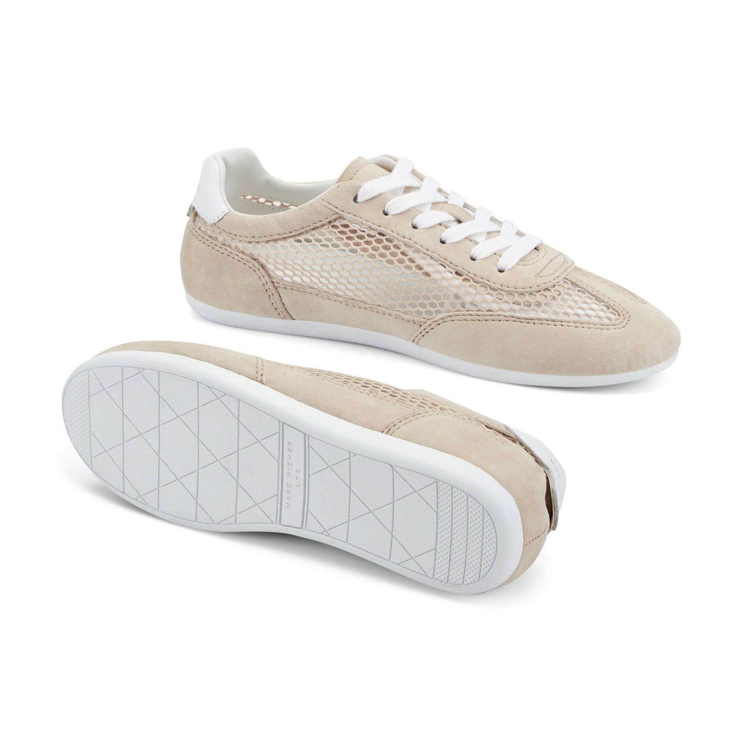 Marc Fisher Lexxy Suede Mesh Sneaker - Natural Suede/Mesh
