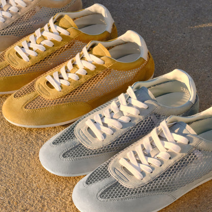 Marc Fisher Lexxy Suede Mesh Sneaker - Natural Suede/Mesh
