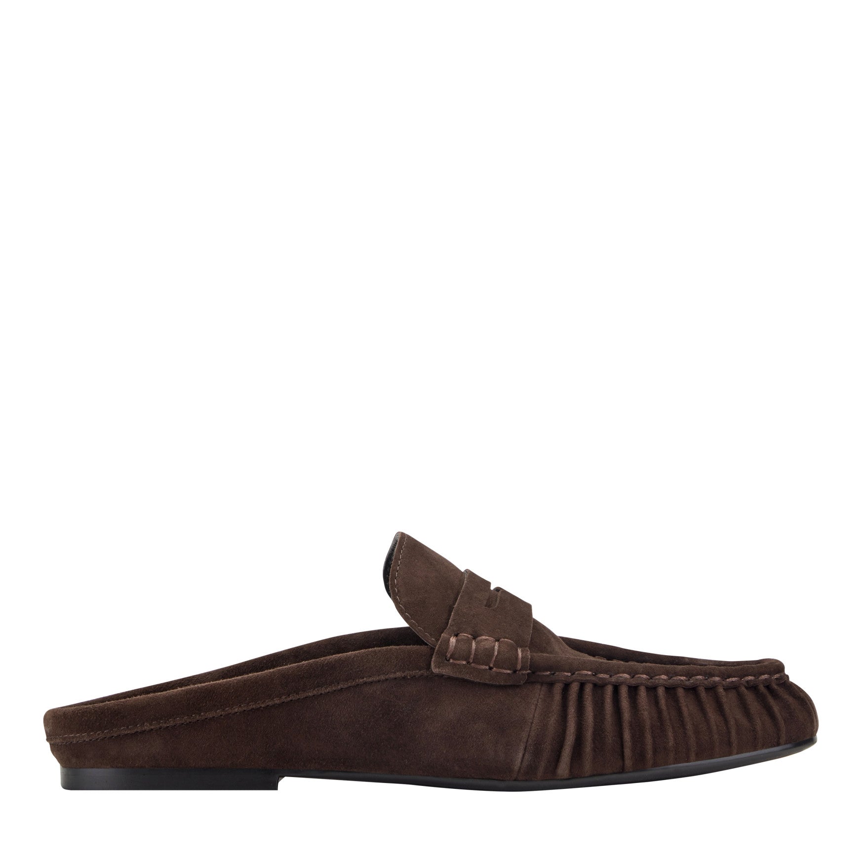 Marc Fisher Jaynie Leather Mule Loafer - Dark Brown Suede