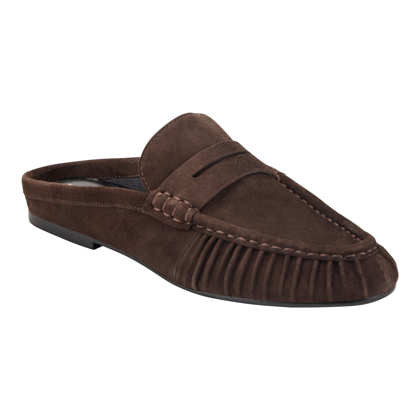 Marc Fisher Jaynie Leather Mule Loafer - Dark Brown Suede