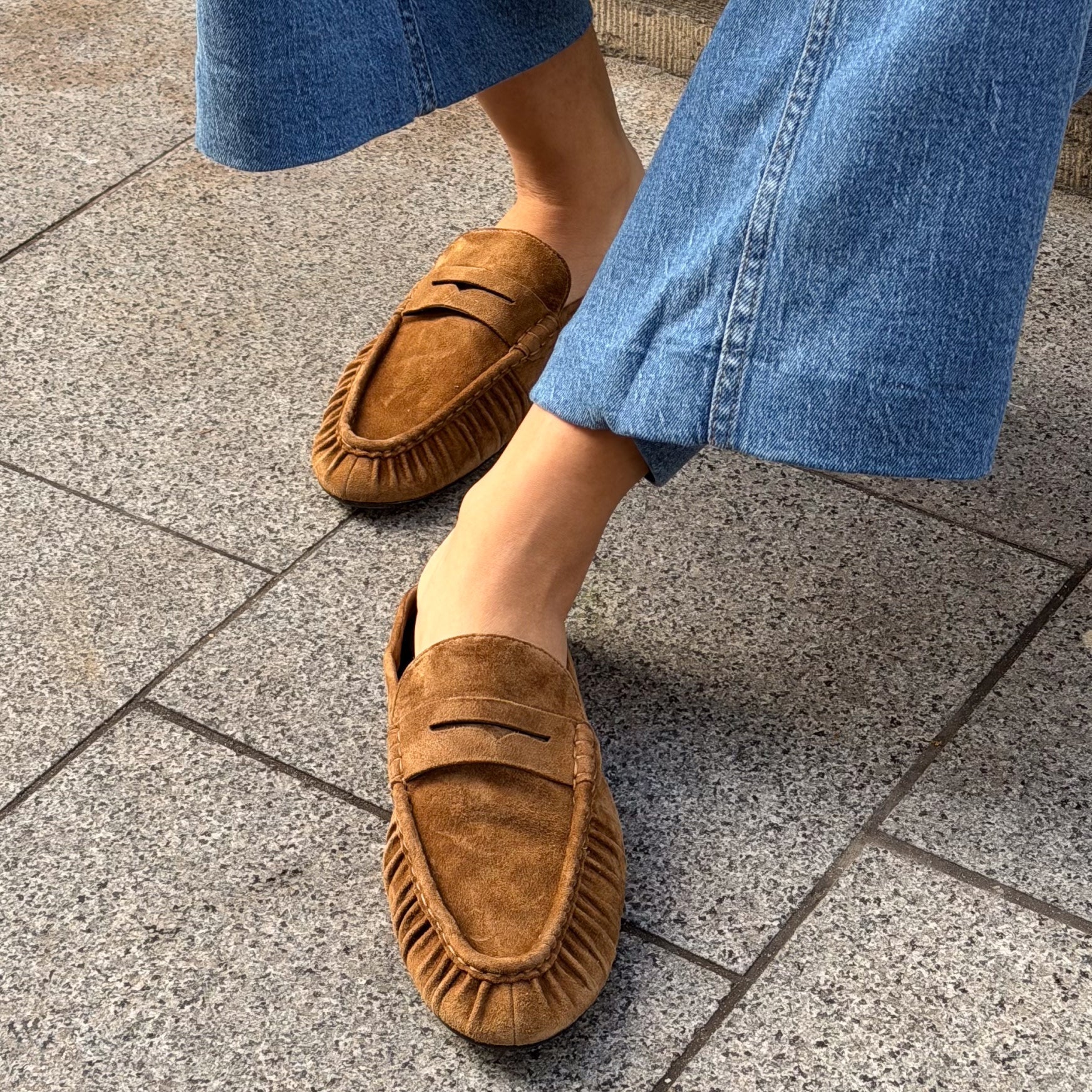 Marc Fisher Jaynie Leather Mule Loafer - Dark Brown Suede