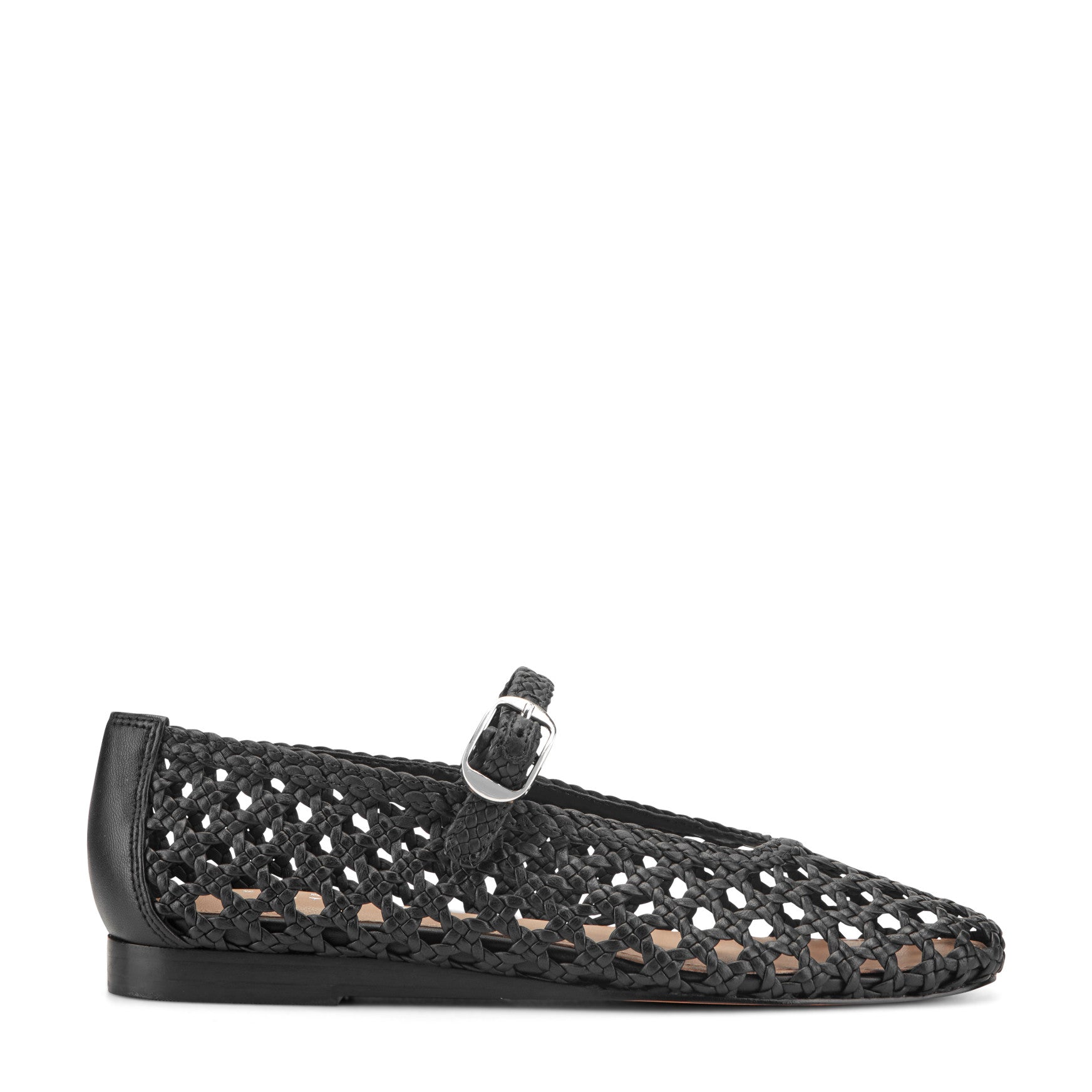 Marc Fisher Evonna Woven Leather Mary Jane Ballet Flat - Black Leather